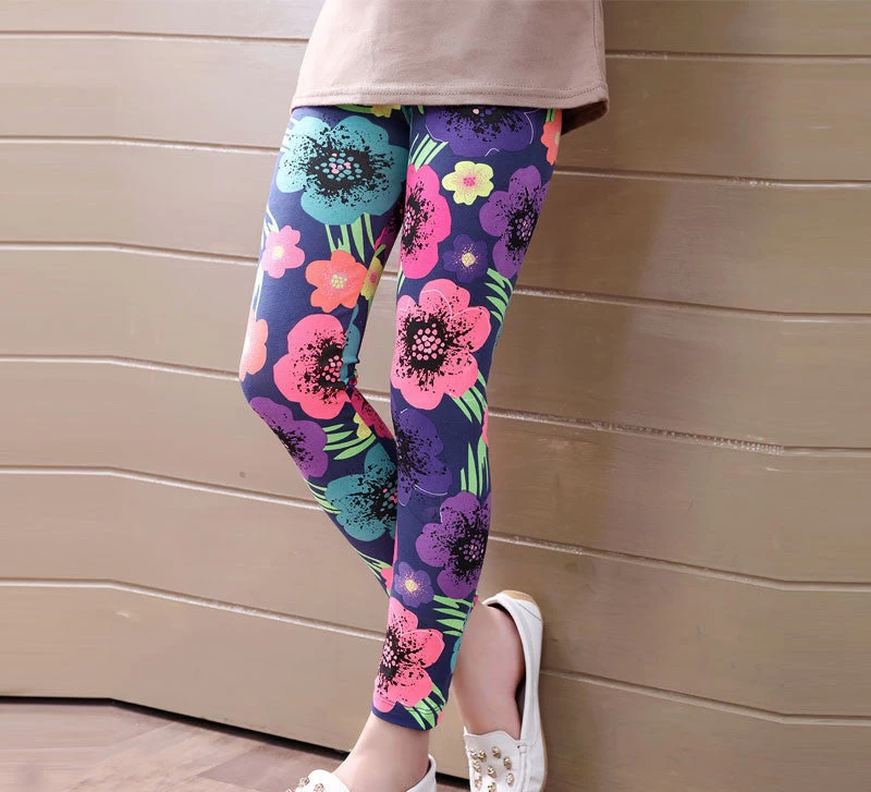Baby Kids Childrens Printing Flower Toddler Classic Leggings Girls Pants Girls Legging 2-14Ybaby Girl Leggings - Image 9