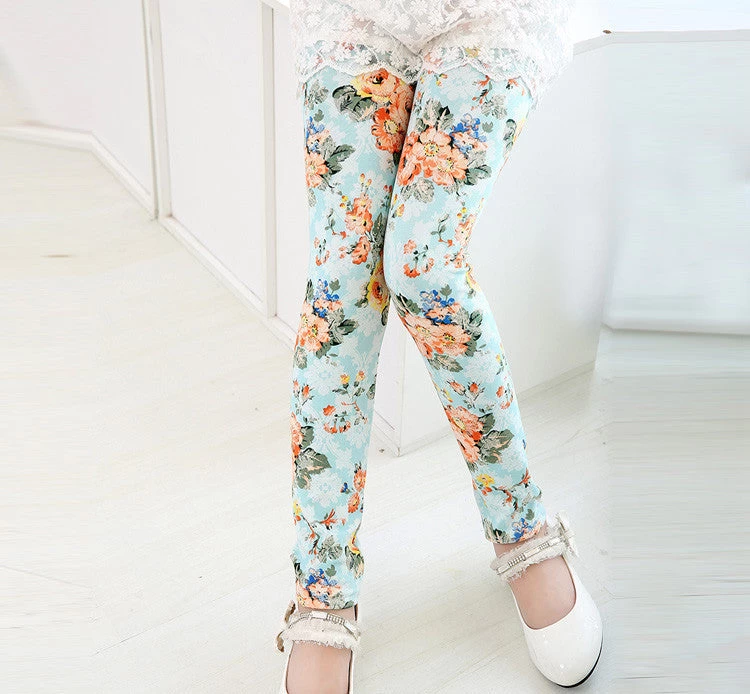 Baby Kids Childrens Printing Flower Toddler Classic Leggings Girls Pants Girls Legging 2-14Ybaby Girl Leggings - Image 5