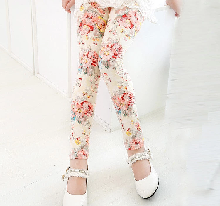 Baby Kids Childrens Printing Flower Toddler Classic Leggings Girls Pants Girls Legging 2-14Ybaby Girl Leggings - Image 12