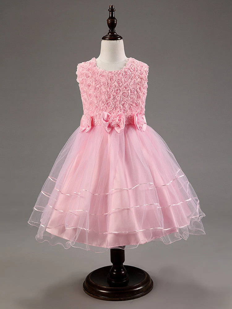 Summer Style Kids Dress For Girls Flower Lace Princess Party Costume Girl Floral Dress Pearl Kids Clothes Vestido Meninas - Image 2