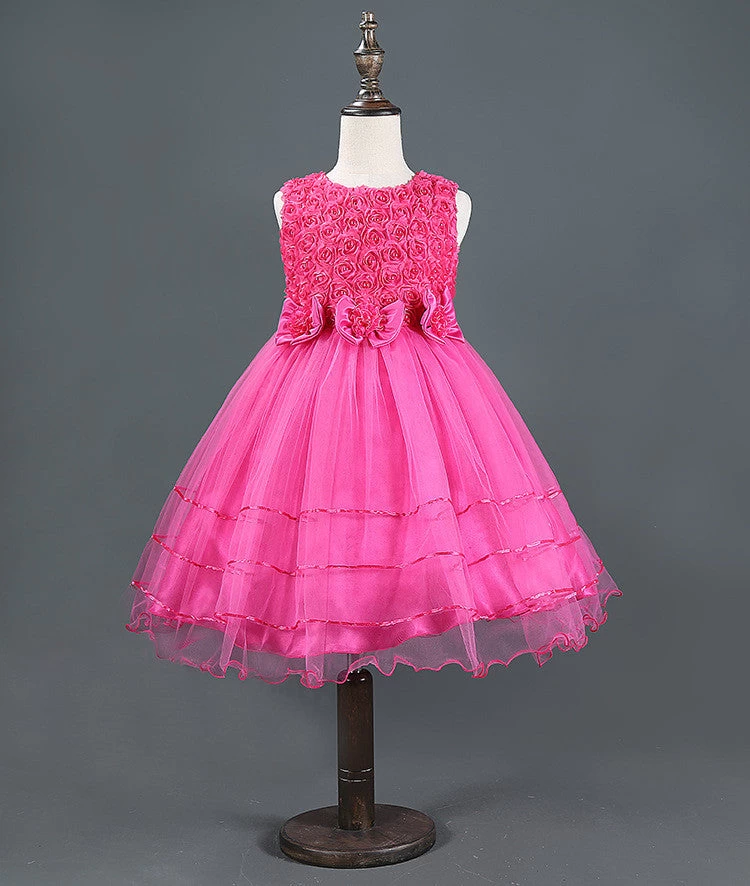 Summer Style Kids Dress For Girls Flower Lace Princess Party Costume Girl Floral Dress Pearl Kids Clothes Vestido Meninas - Image 4