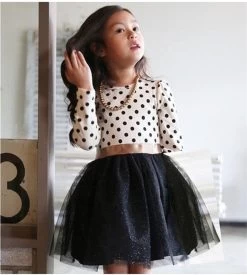 Autumn Winter Kids Toddlers Girls Dresses Polka Dot Bow-Knot Long Sleeve Dress Girl Clothing Party Kids Clothes 3-8Year