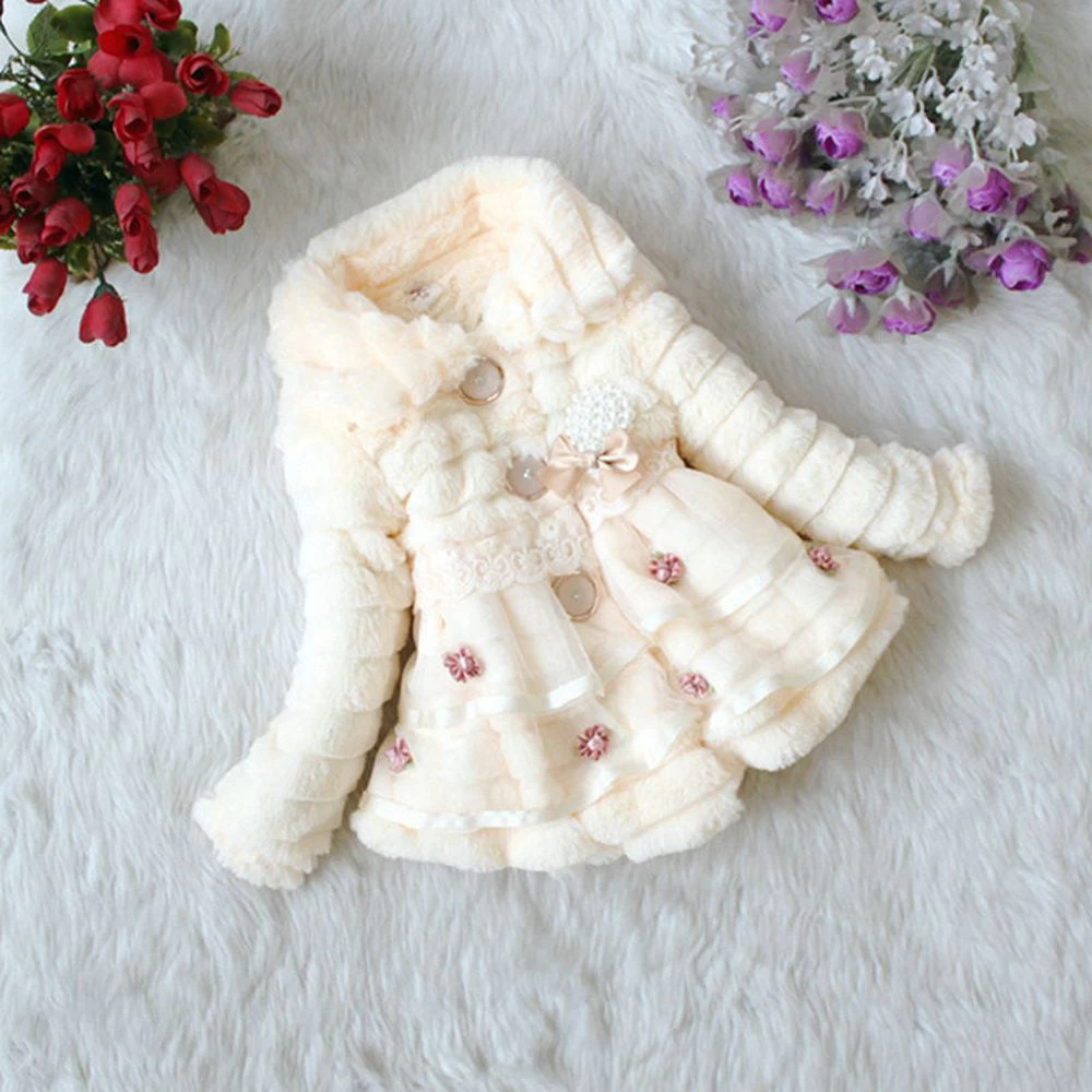 Baby Girls Faux Fur Fleece Coat Party Pageant Warm Jacket Xmas Snowsuit 1-5Years - Image 4