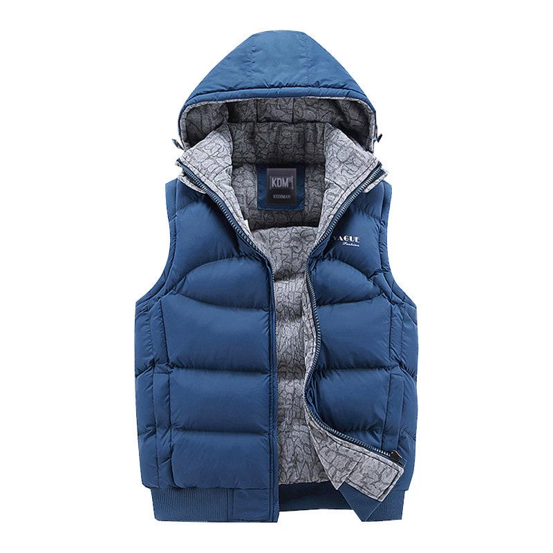 Mens Jacket Sleeveless Veste Homme Winter Fashion Casual Coats Male Hooded Cotton-Padded Men's Vest Men Thickening Waistcoat - Image 2