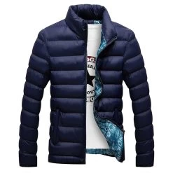 Winter Jackets Mens Stylish Slim Fitness Quilted Long Sleeve Cotton-Padded Solid Thick Parkas XXXXL N439