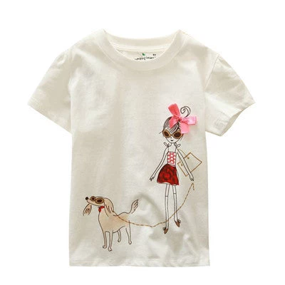 Baby Girls T-Shirt Summer Children's Tops Clothing Cute Cartoon Baby Girl And Dog Creative T-Shirt - Image 6