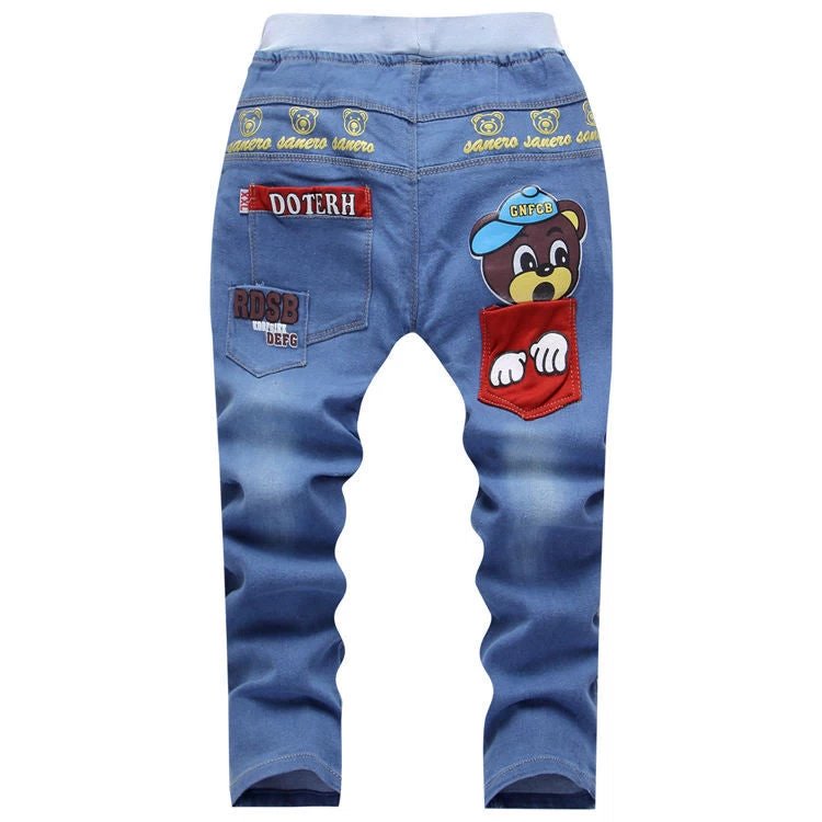 Autumn Children Jeans For Boy Baby Boys Jeans Pants Designer Kids Jean Children's Elastic Waist Trousers - Image 2