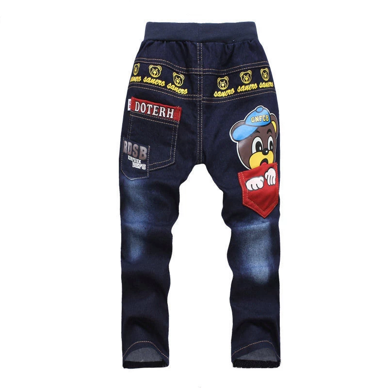 Autumn Children Jeans For Boy Baby Boys Jeans Pants Designer Kids Jean Children's Elastic Waist Trousers - Image 3