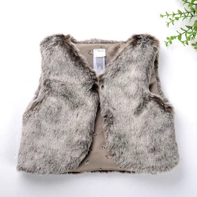 Autumn Winter Baby Sleeveless Faux Fur Vest Baby Girl Winter Waistcoat Fur Vest For Baby Clothing - Image 4