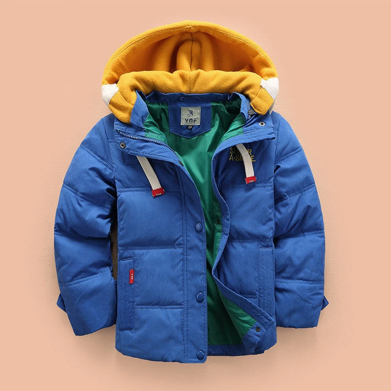 Children Down & Parkas 4-10T Winter Kids Outerwear Boys Casual Warm Hooded Jacket For Boys Solid Boys Warm Coats - Image 3