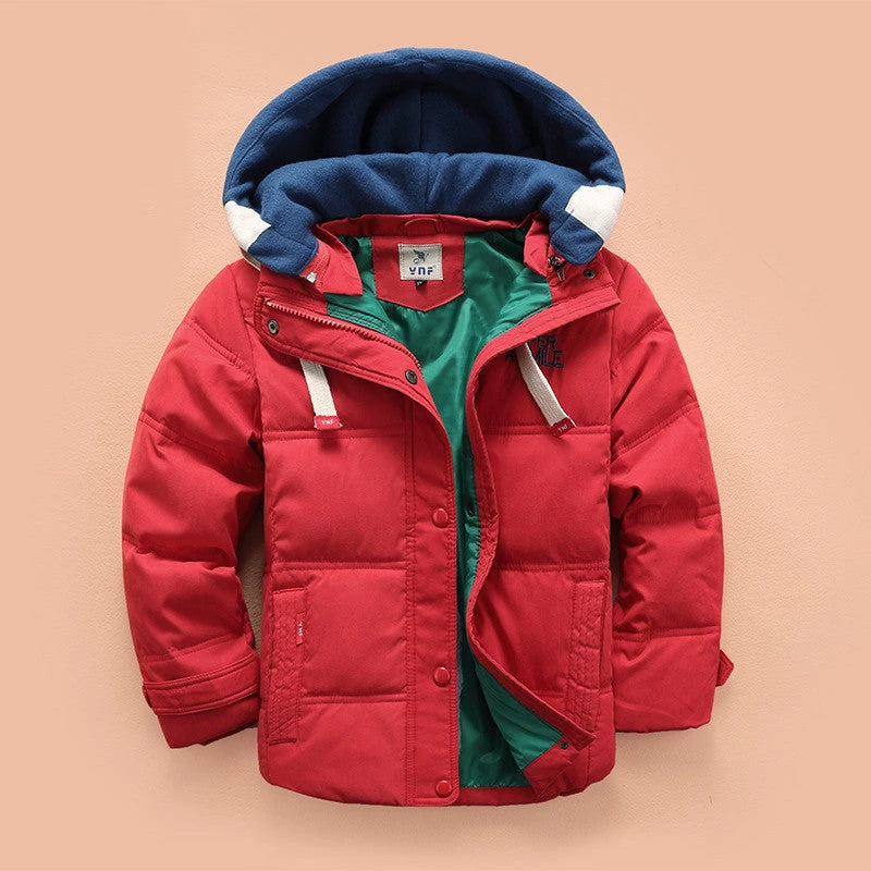 Children Down & Parkas 4-10T Winter Kids Outerwear Boys Casual Warm Hooded Jacket For Boys Solid Boys Warm Coats - Image 4