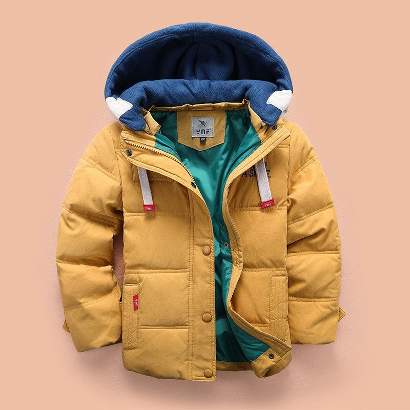 Children Down & Parkas 4-10T Winter Kids Outerwear Boys Casual Warm Hooded Jacket For Boys Solid Boys Warm Coats - Image 5