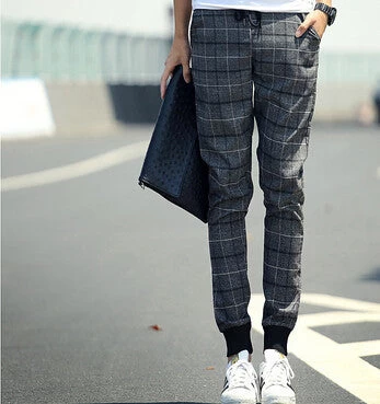 Plaid Men Pants 2015 Spring Hip Hop Fashion Joggers Sweatpants Harem Pants Men Slim Leisure Pants Men Pantalon Homme - Image 3
