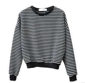 Fashion Hoodies For Women Harajuku Striped Sweatshirts Hoody Long Sleeve Hoodie Cotton Casual Black White Pullover Tops - Image 3