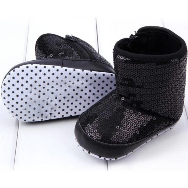 Infant Kids Baby Girl Sequins High Boots Soft Bottom Anti-slip Walking Shoes - Image 2
