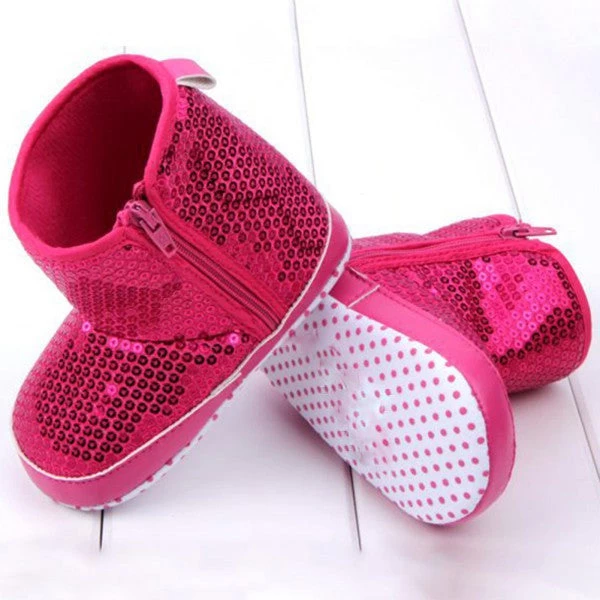 Infant Kids Baby Girl Sequins High Boots Soft Bottom Anti-slip Walking Shoes - Image 3