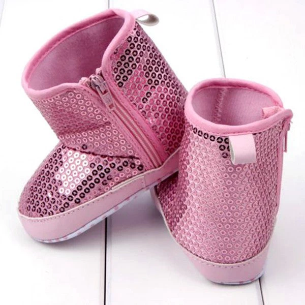 Infant Kids Baby Girl Sequins High Boots Soft Bottom Anti-slip Walking Shoes - Image 4