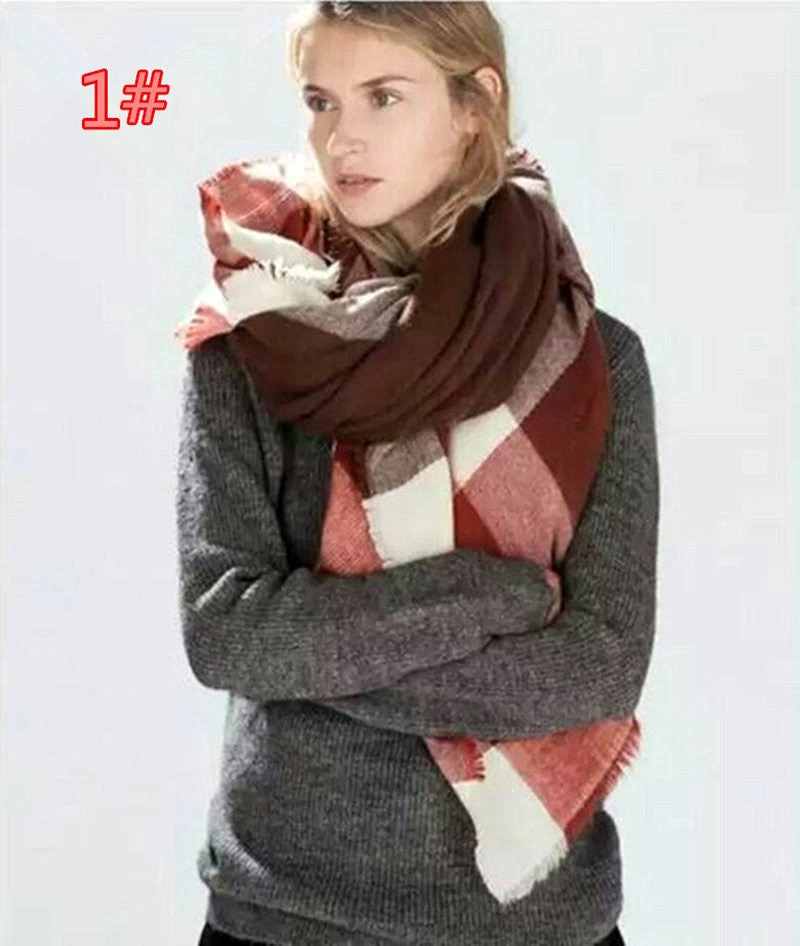 Winter Tartan Scarf Plaid Scarf Unisex Acrylic Basic Shawls Women's Scarves - Image 4