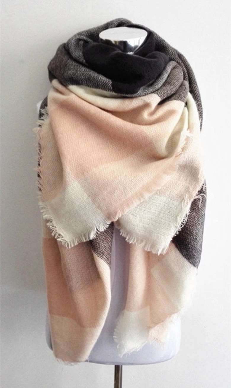 Winter Tartan Scarf Plaid Scarf Unisex Acrylic Basic Shawls Women's Scarves - Image 13