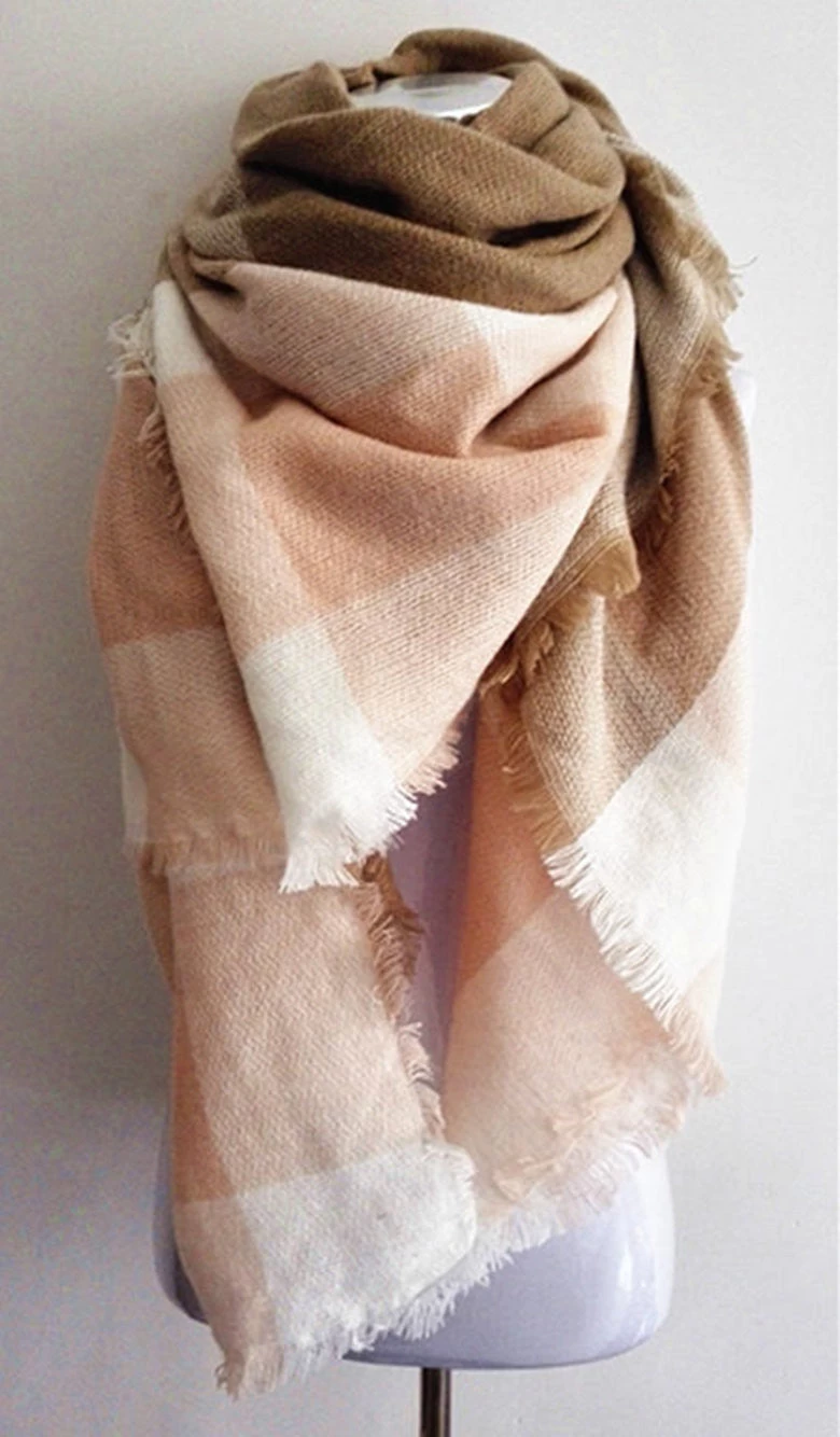 Winter Tartan Scarf Plaid Scarf Unisex Acrylic Basic Shawls Women's Scarves - Image 18