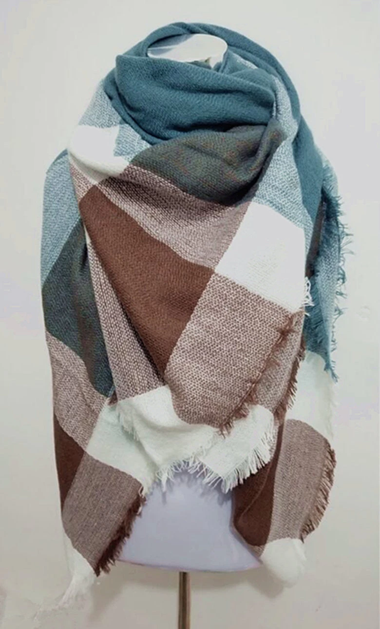 Winter Tartan Scarf Plaid Scarf Unisex Acrylic Basic Shawls Women's Scarves - Image 19