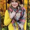 Winter Tartan Scarf Plaid Scarf Unisex Acrylic Basic Shawls Women's Scarves
