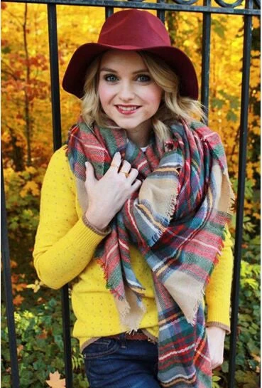 Winter Tartan Scarf Plaid Scarf Unisex Acrylic Basic Shawls Women's Scarves