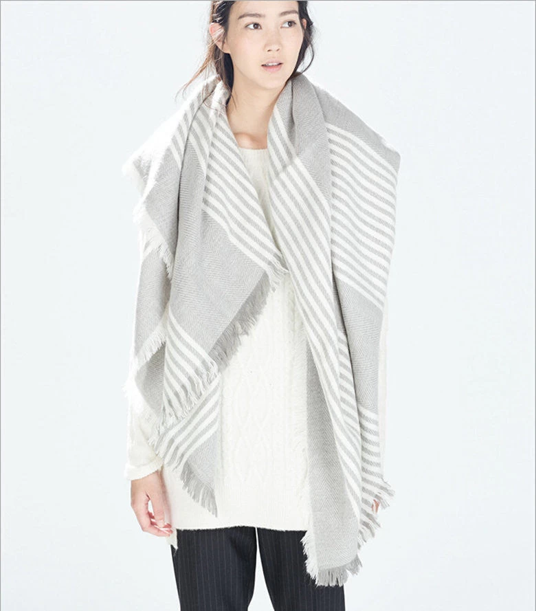 Winter Tartan Scarf Plaid Scarf Unisex Acrylic Basic Shawls Women's Scarves - Image 9