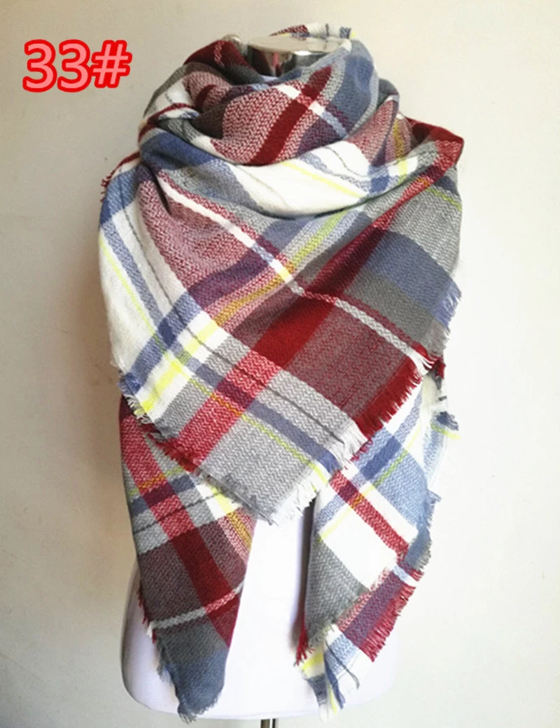 Winter Tartan Scarf Plaid Scarf Unisex Acrylic Basic Shawls Women's Scarves - Image 14