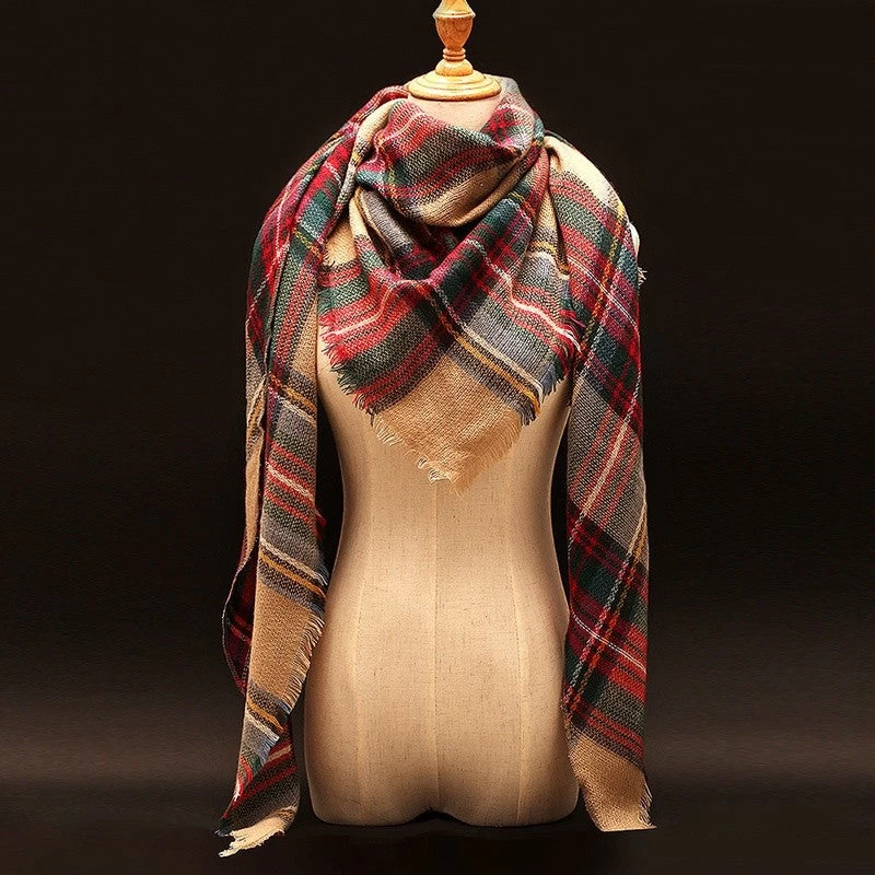Winter Scarf Luxury Tartan Cashmere Scarf Women Wool Plaid Blanket Scarf Pashmina Wrap Shawls And Scarves Hijab - Image 3