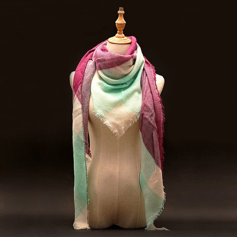 Winter Scarf Luxury Tartan Cashmere Scarf Women Wool Plaid Blanket Scarf Pashmina Wrap Shawls And Scarves Hijab - Image 5