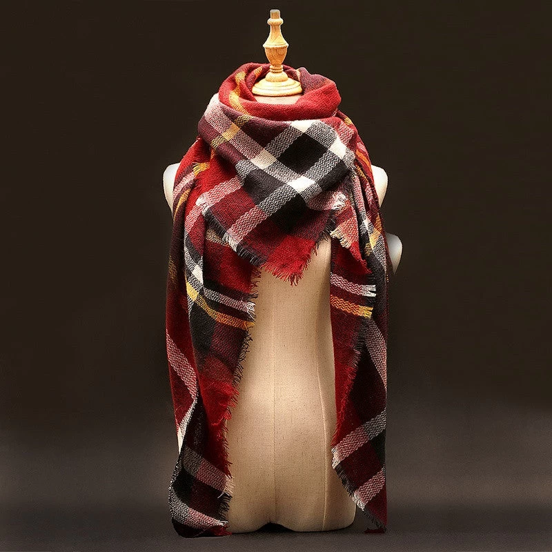 Winter Scarf Luxury Tartan Cashmere Scarf Women Wool Plaid Blanket Scarf Pashmina Wrap Shawls And Scarves Hijab - Image 6