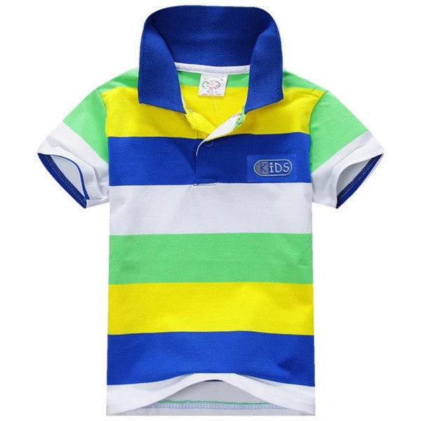 Summer 1-7Y Baby Children Boys Striped T-shirts Kids Tops Tee Polo Shirts Clothing - Image 2