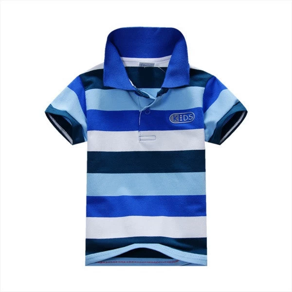 Summer 1-7Y Baby Children Boys Striped T-shirts Kids Tops Tee Polo Shirts Clothing - Image 4