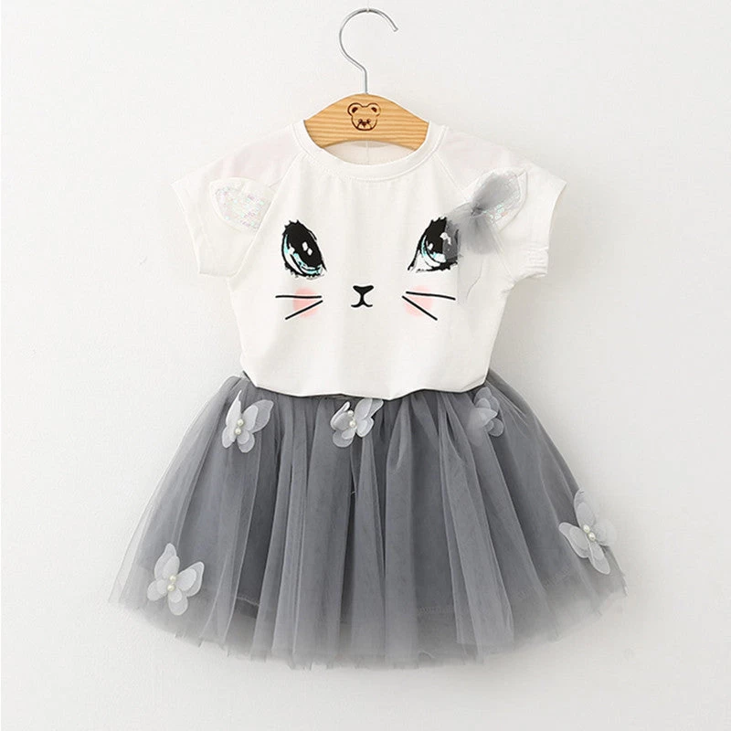 Girls Dresses Lovely Girls White Tee Shirt And Pink Dress With Rhinestone Clothes Set Kids Autmn Children Clothing Set - Image 3