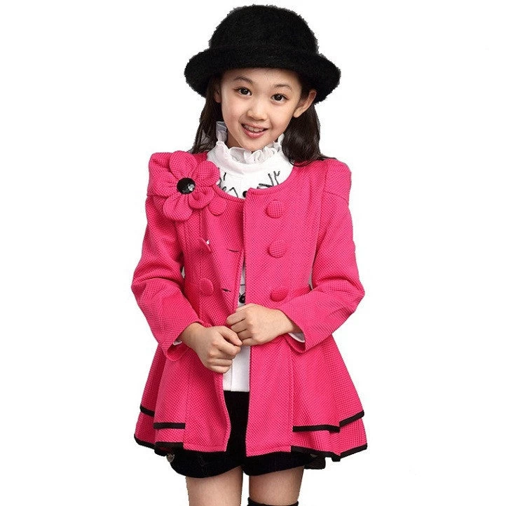 Girls Jacket Children's Clothing Big Kids Spring & Autumn Child Medium-long Double Breasted Baby Outerwear Girl Trench Coat - Image 2