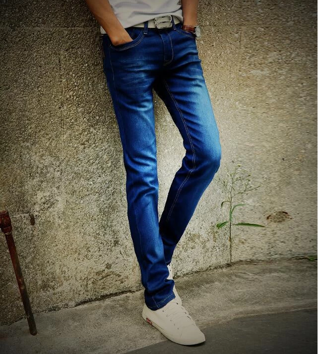 Men's Straight Elastic Waist Skinny Jeans Mid Waist Men's Slim Fit Jean Casual Pants 28-38 Size - Image 7