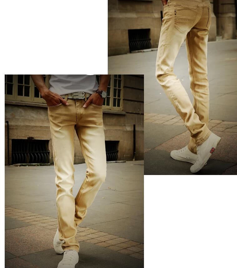 Men's Straight Elastic Waist Skinny Jeans Mid Waist Men's Slim Fit Jean Casual Pants 28-38 Size - Image 8