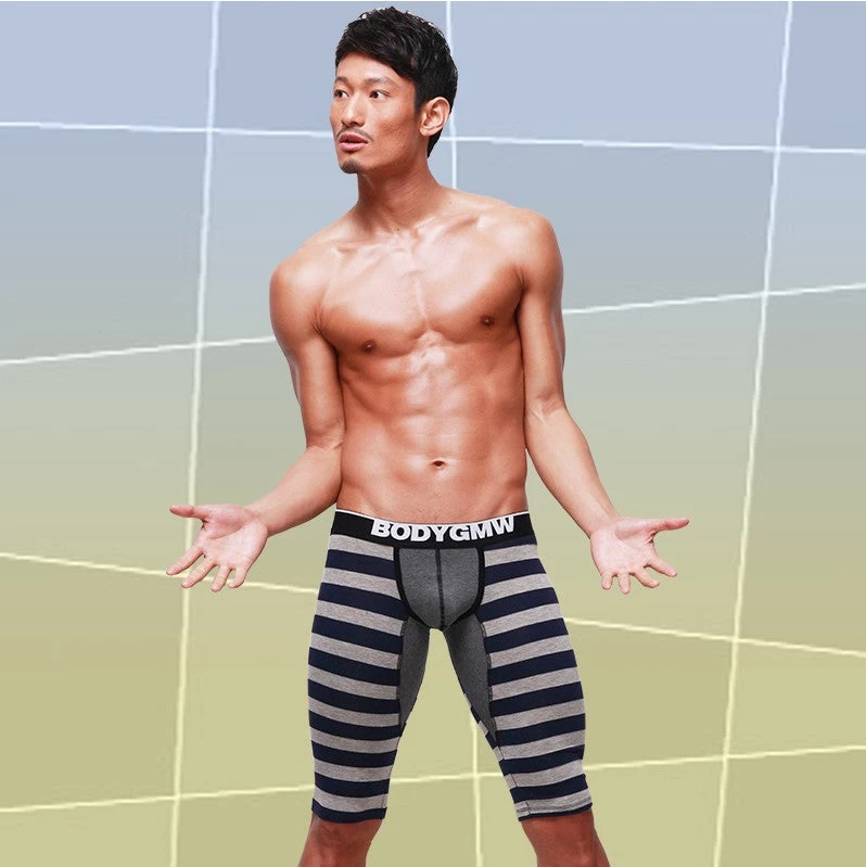 Men's Low-rise Casual Half Pants Camouflage Lounge Pants Knee-length Pants Striped Pajama 4colors S M L - Image 5