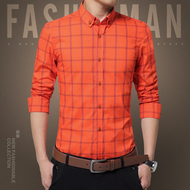 Plaid Shirt Men Fashion Casual Long Sleeve Turn-Down Slim Fit Shirt Men High Quality Cotton Mens Dress Shirts Men Clothes - Image 6