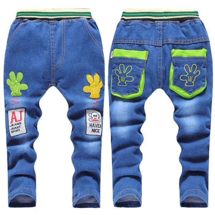 Kids Jeans Elastic Waist Straight Cartoon Jeans Denim Long Pant Retail Boy Jeans 12 Types WB114 - Image 2