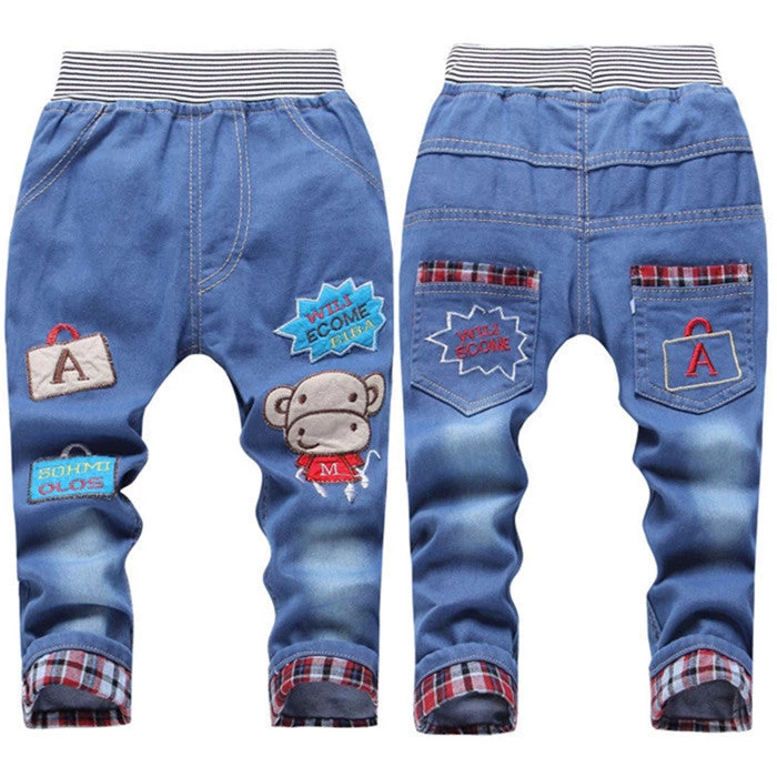 Kids Jeans Elastic Waist Straight Cartoon Jeans Denim Long Pant Retail Boy Jeans 12 Types WB114 - Image 3
