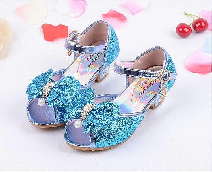 Children Princess Sandals Kids Girls Wedding Shoes High Heels Dress Shoes Party Shoes For Girls Pink Blue Gold B004 - Image 6