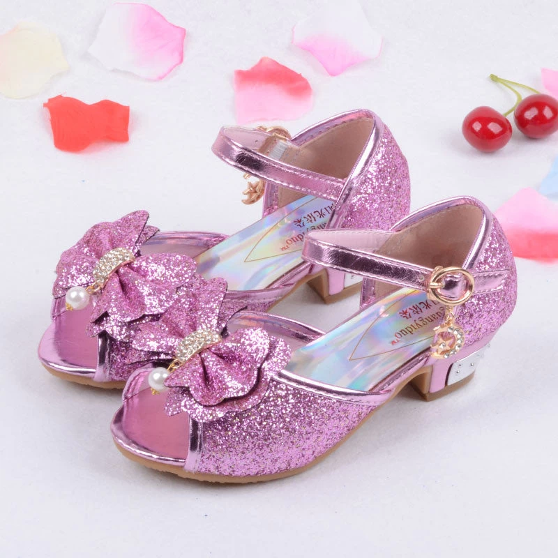 Children Princess Sandals Kids Girls Wedding Shoes High Heels Dress Shoes Party Shoes For Girls Pink Blue Gold B004 - Image 5