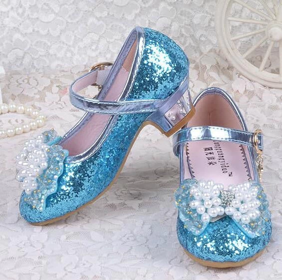 Children Princess Sandals Kids Girls Wedding Shoes High Heels Dress Shoes Party Shoes For Girls Pink Blue Gold B004 - Image 2