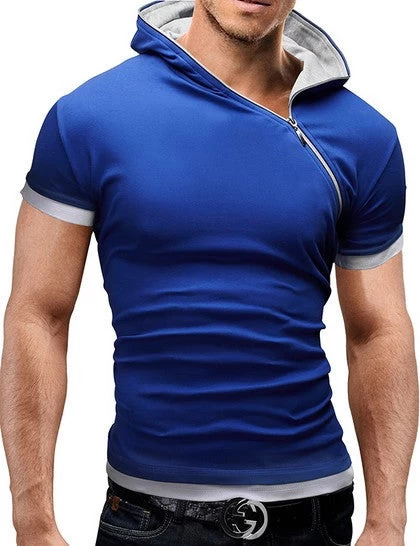 Men's Tops Tees Summer Cotton O Neck Short Sleeve T Shirt Men Fashion Solid Hooded Slim T Shirts Mens - Image 4