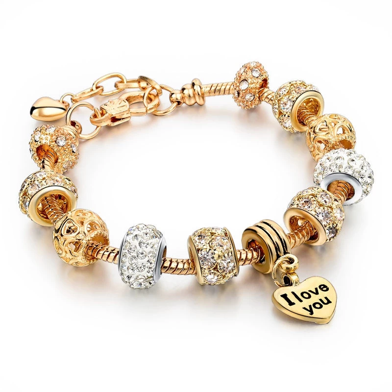 Selling Heart Charm Bracelets & Bangles Gold Bracelets For Women DIY Pulsera Famous Jewellery SBR150074 - Image 2