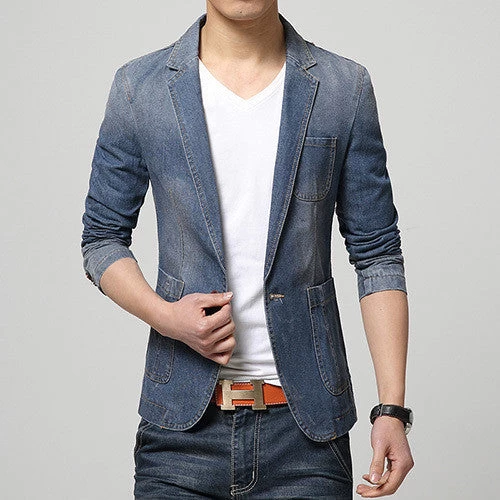 Spring Fashion Men Blazer Men Trend Jeans Suits Casual Suit Jean Jacket Men Slim Fit Denim Jacket Suit Men - Image 2
