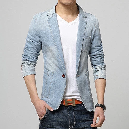 Spring Fashion Men Blazer Men Trend Jeans Suits Casual Suit Jean Jacket Men Slim Fit Denim Jacket Suit Men - Image 3
