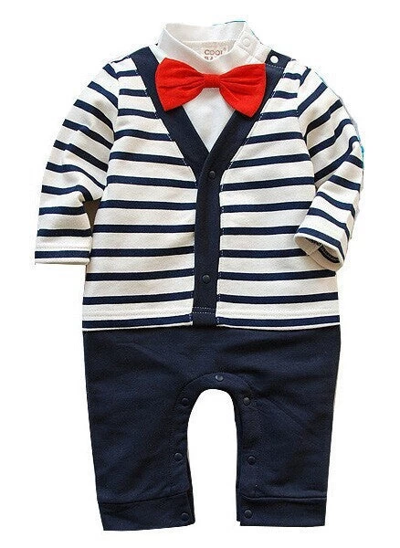Keelorn Baby Boy Clothes Autumn Male Baby Cotton Gentleman Bow Tie Long-sleeved Shorts Babys Clothing Sets One-piece Romper - Image 3